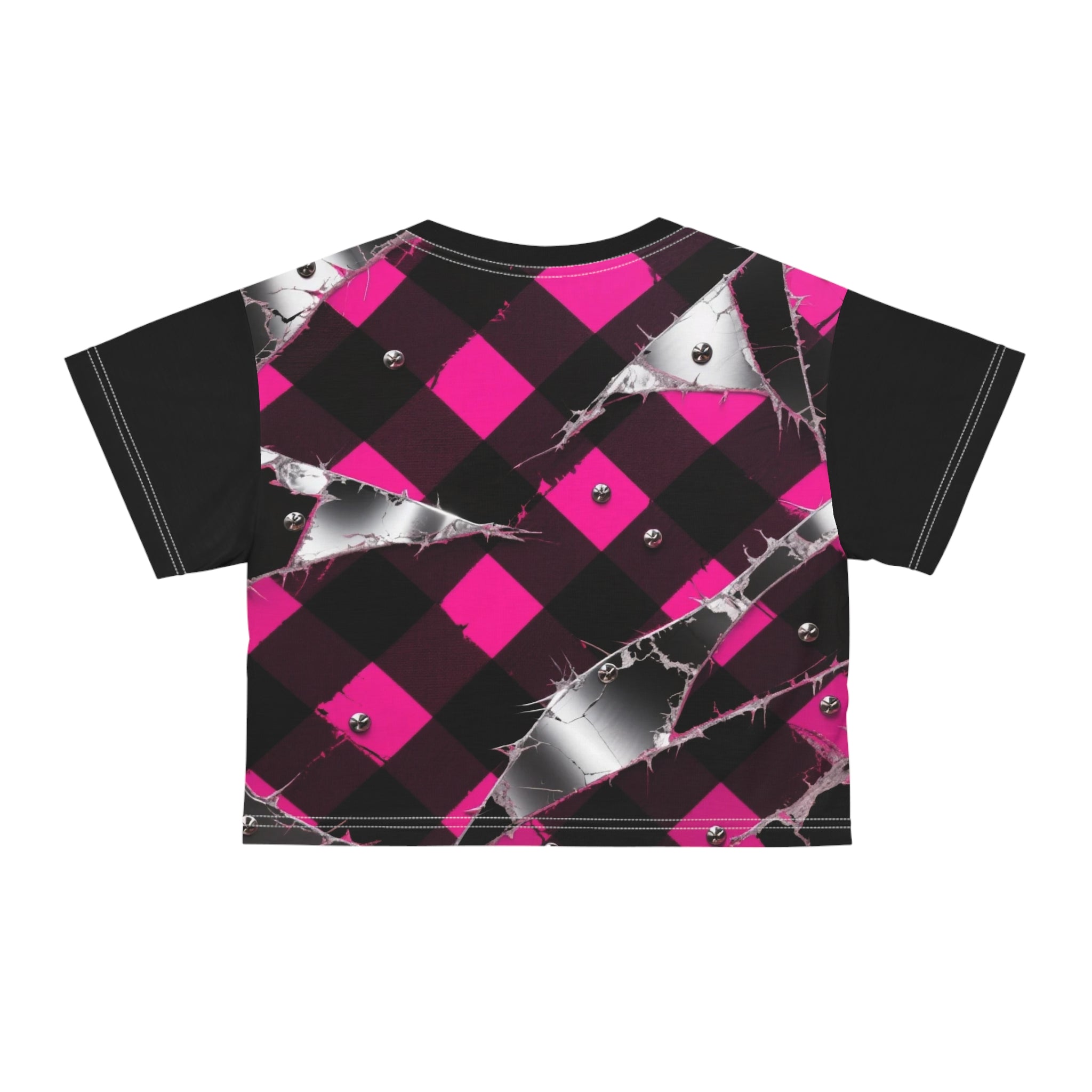 Rebel Neon Punk Plaid Crop Tee — Neon Graphic Crop Top