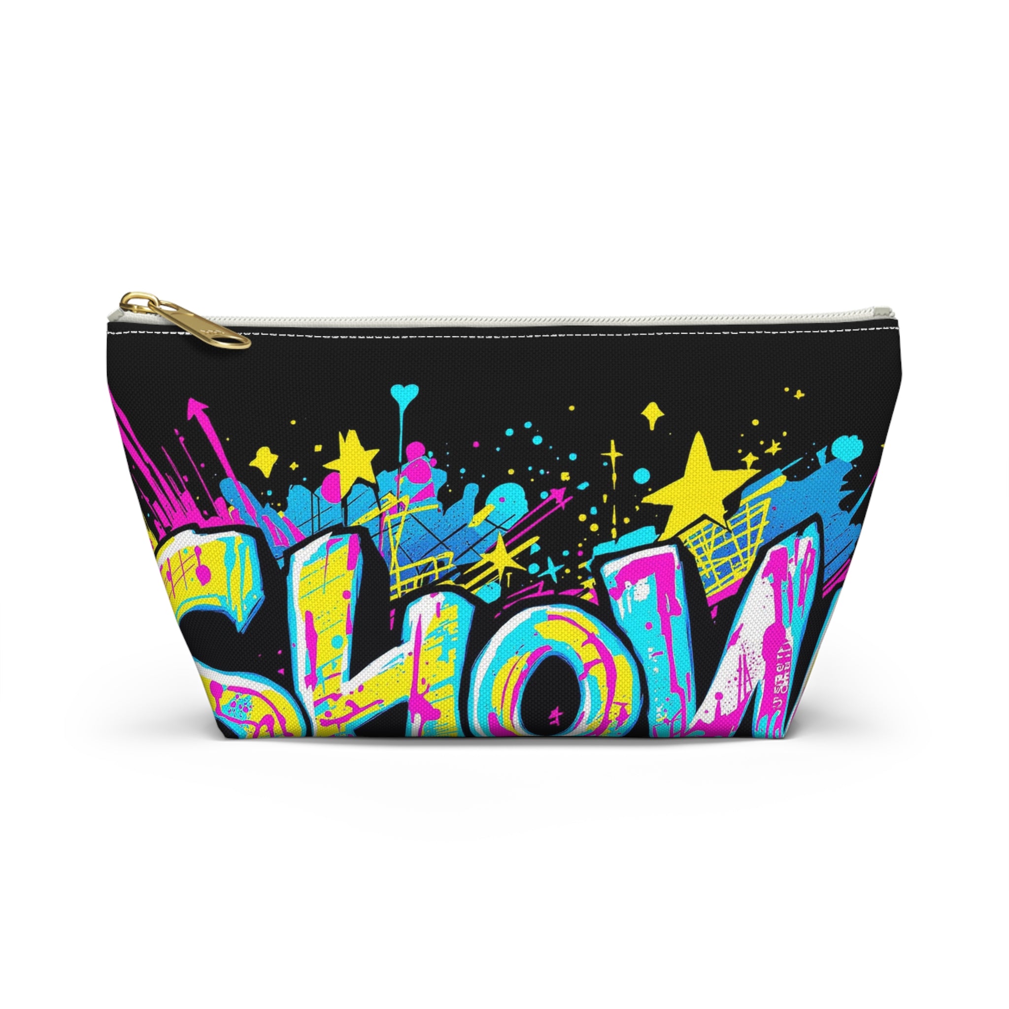Graffiti Neon Accessory Pouch — Bold Urban Makeup Bag with 'Glow' Street Art Design