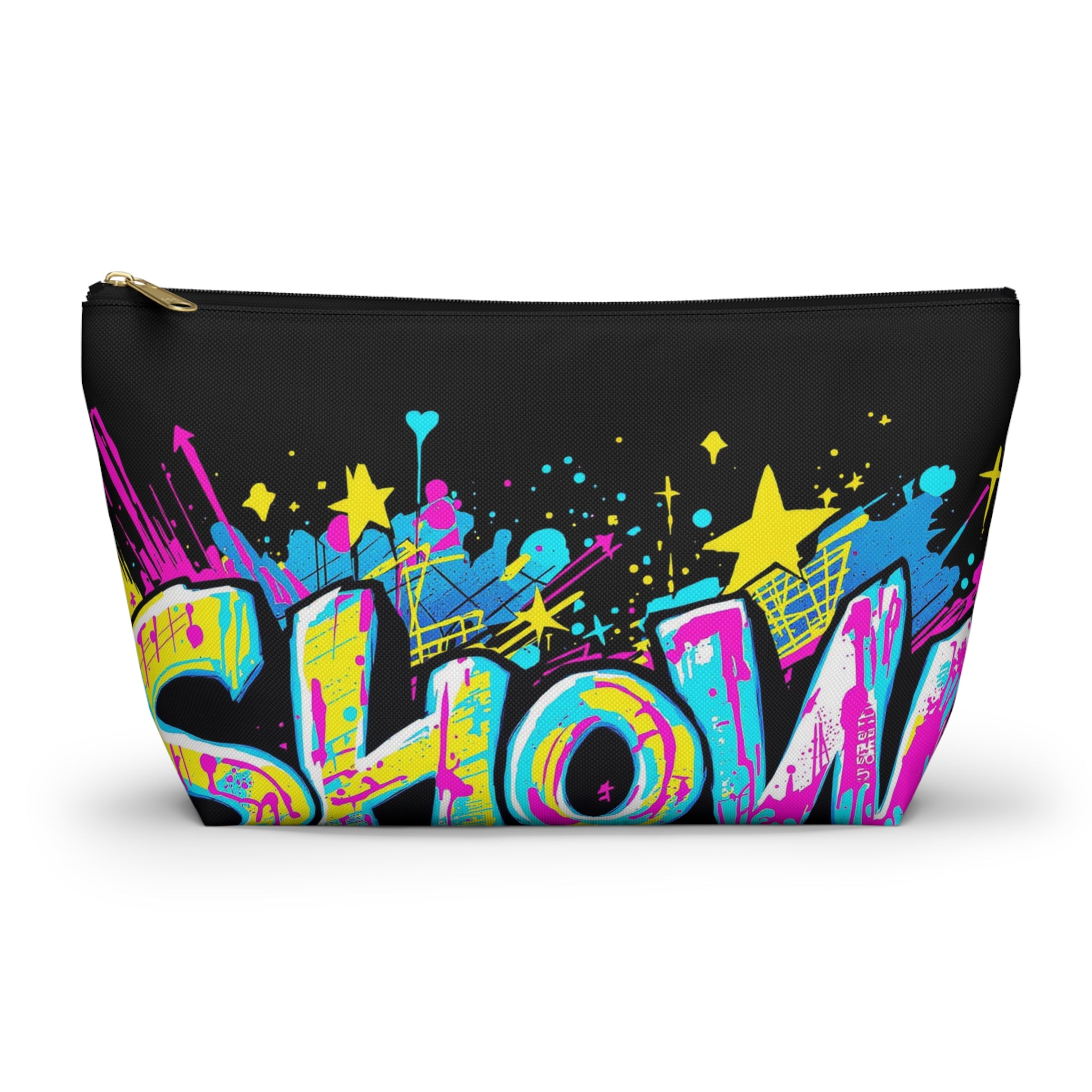 Graffiti Neon Accessory Pouch — Bold Urban Makeup Bag with 'Glow' Street Art Design