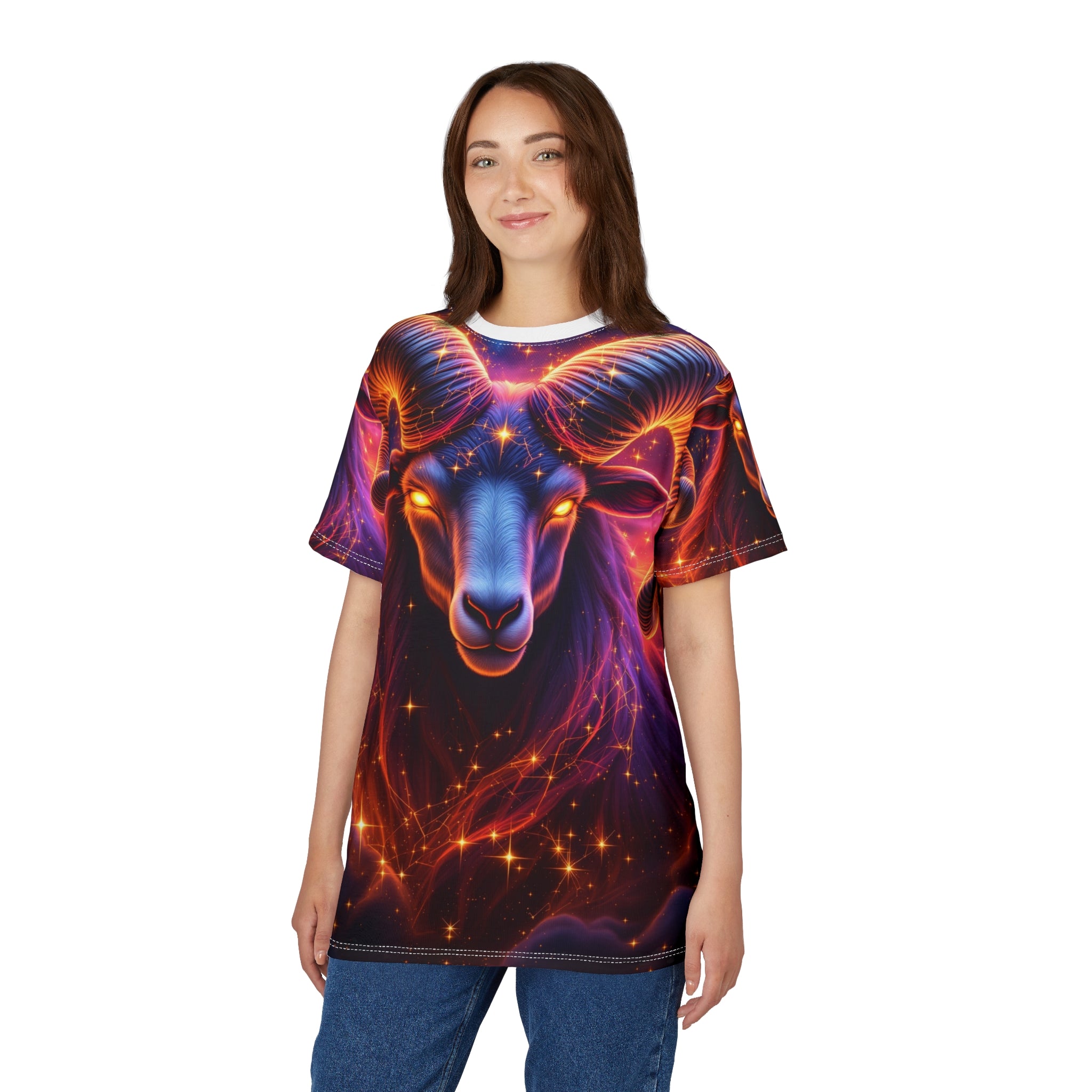 Aries Cosmic Ram Tee — Zodiac Traits Front & Back
