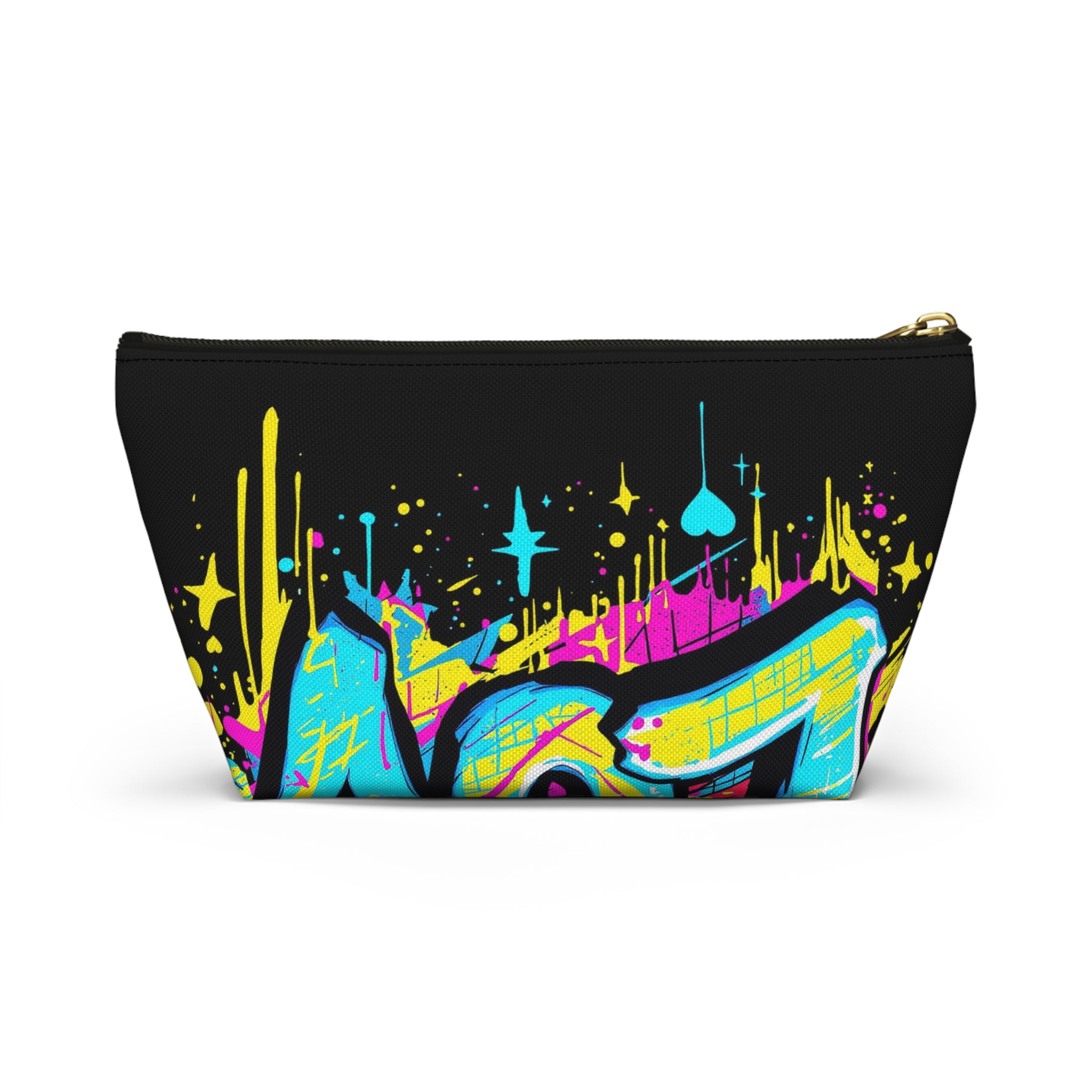Graffiti Neon Accessory Pouch — Bold Urban Makeup Bag with 'Glow' Street Art Design