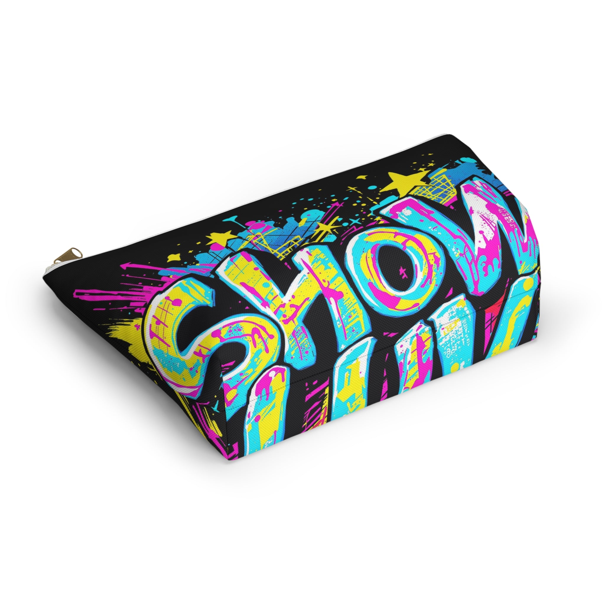 Graffiti Neon Accessory Pouch — Bold Urban Makeup Bag with 'Glow' Street Art Design