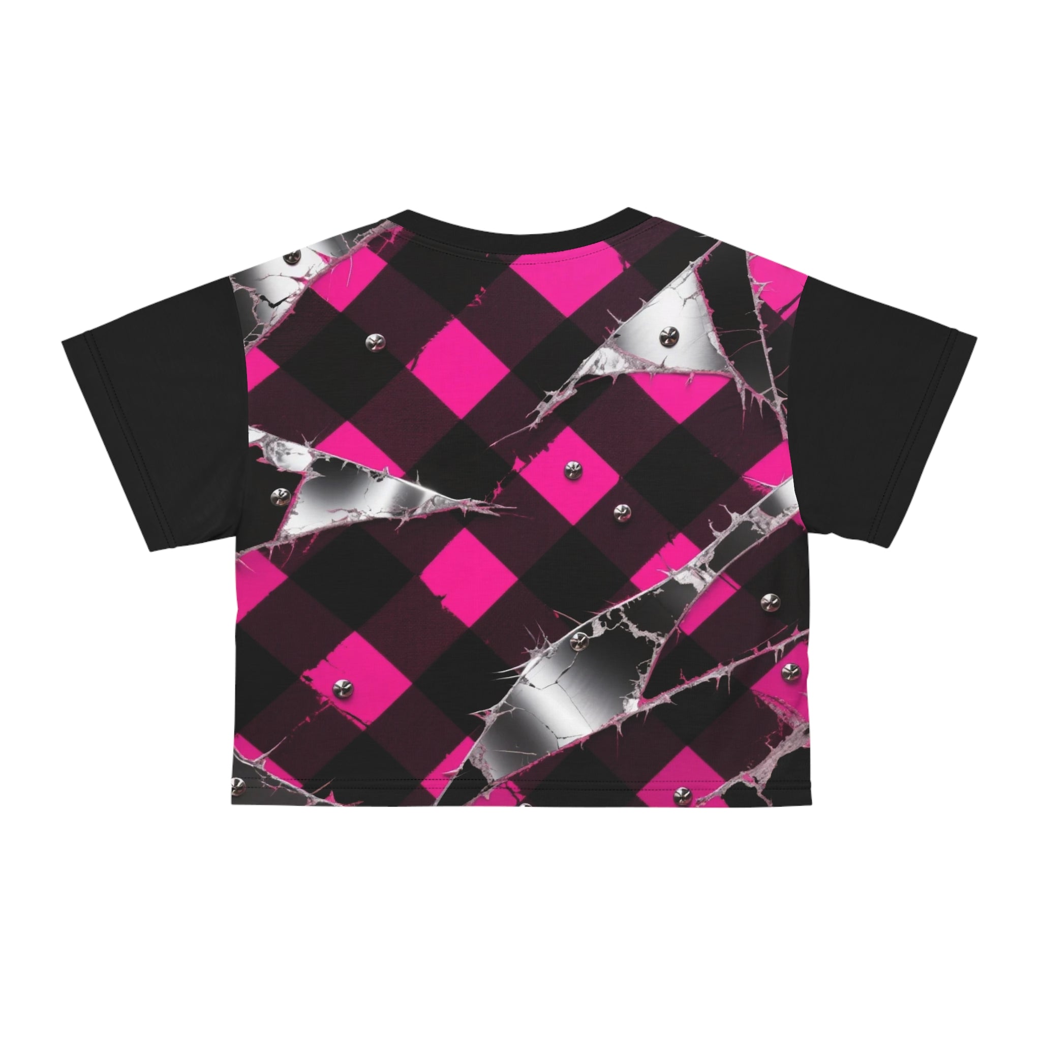 Rebel Neon Punk Plaid Crop Tee — Neon Graphic Crop Top