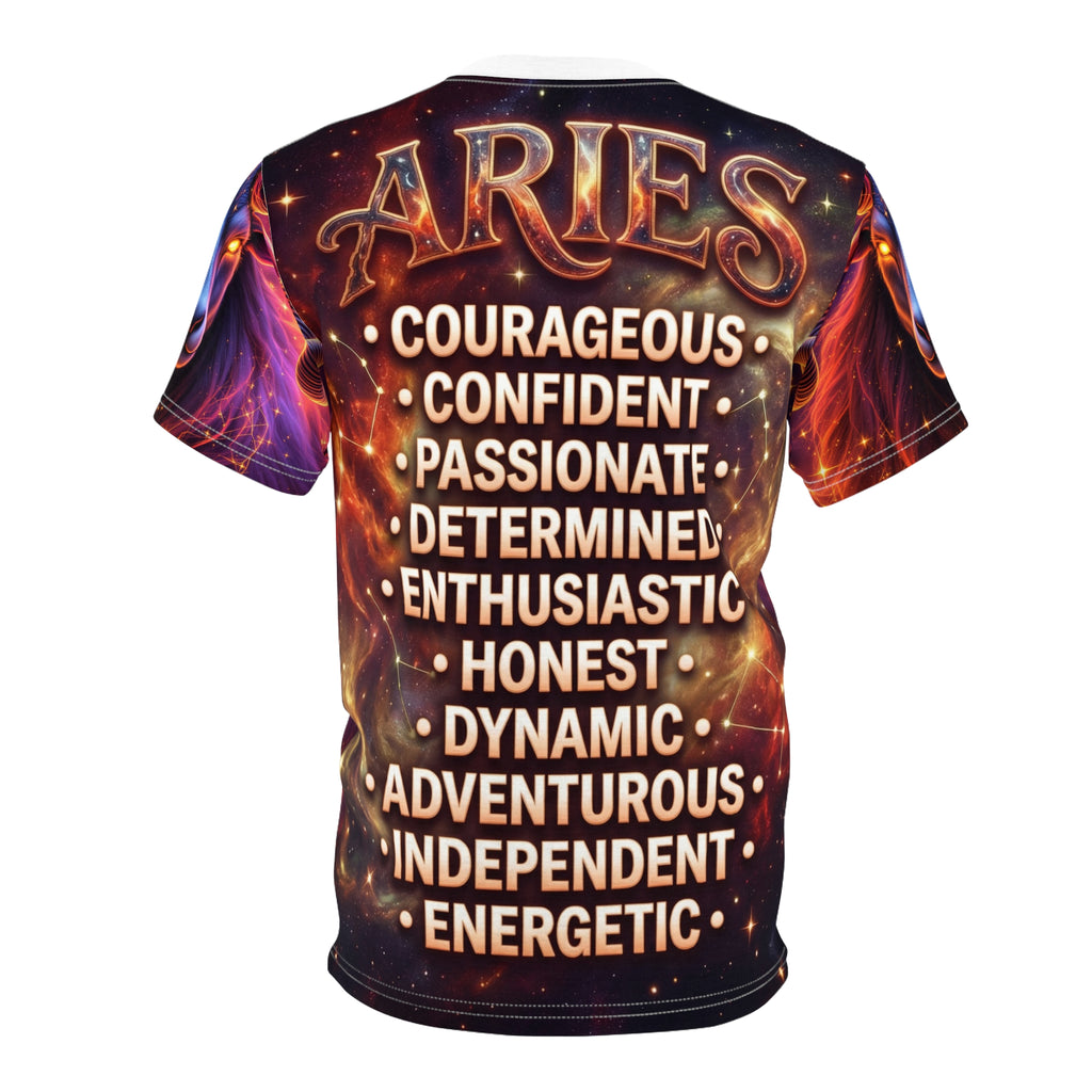 Aries Cosmic Ram Tee — Zodiac Traits Front & Back