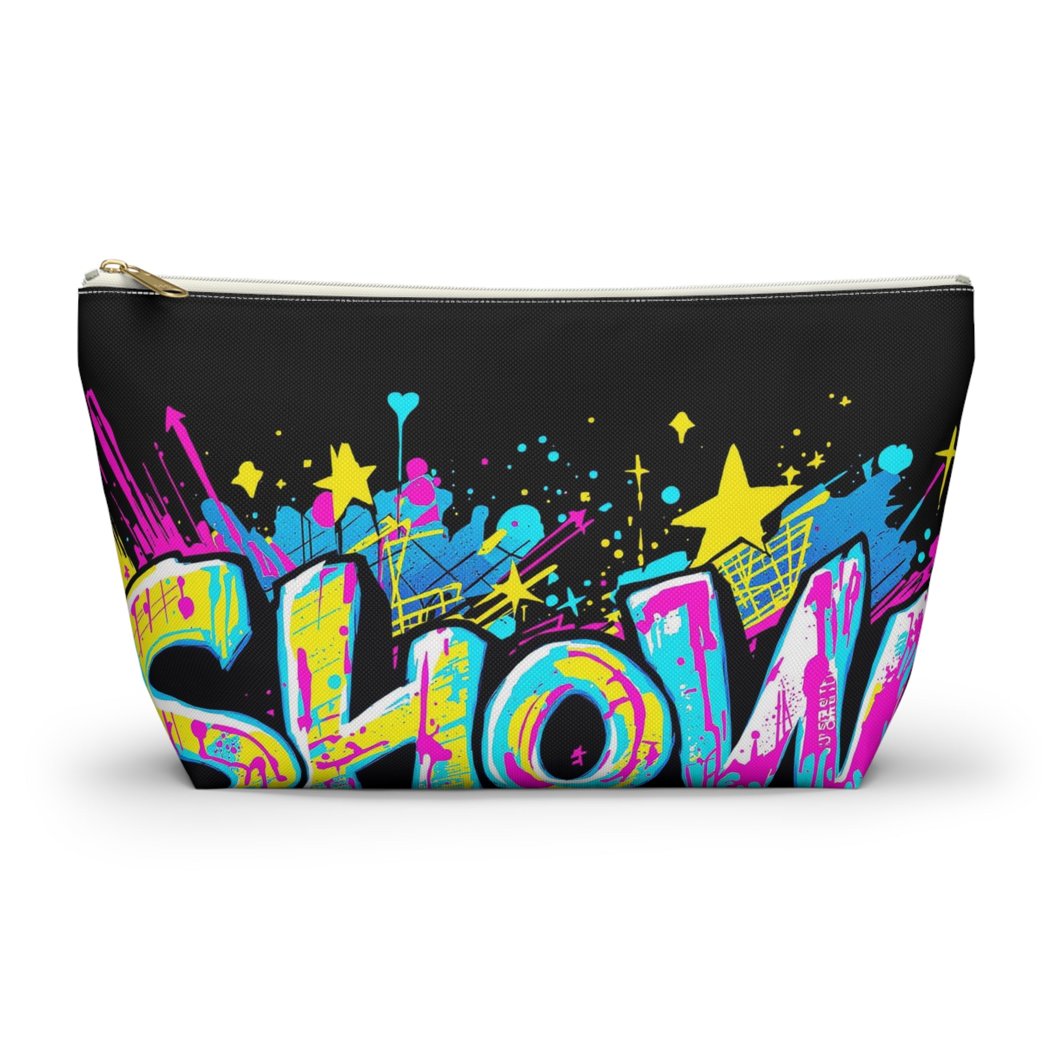 Graffiti Neon Accessory Pouch — Bold Urban Makeup Bag with 'Glow' Street Art Design