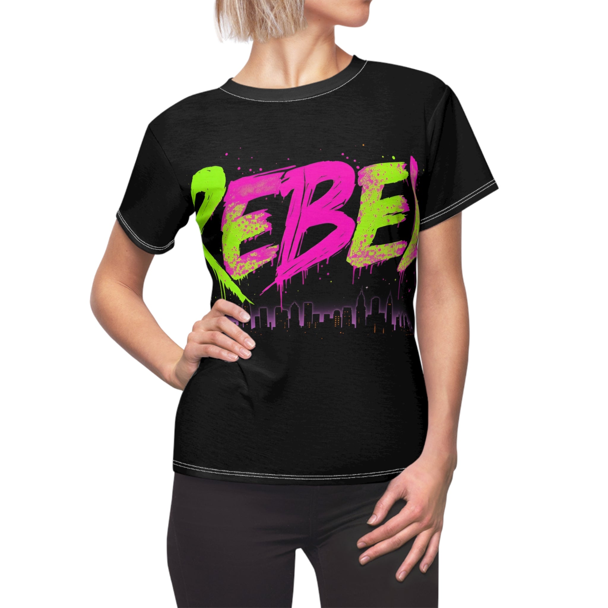 Rebel Graffiti Women's Tee — Neon Street Style Urban Vibe