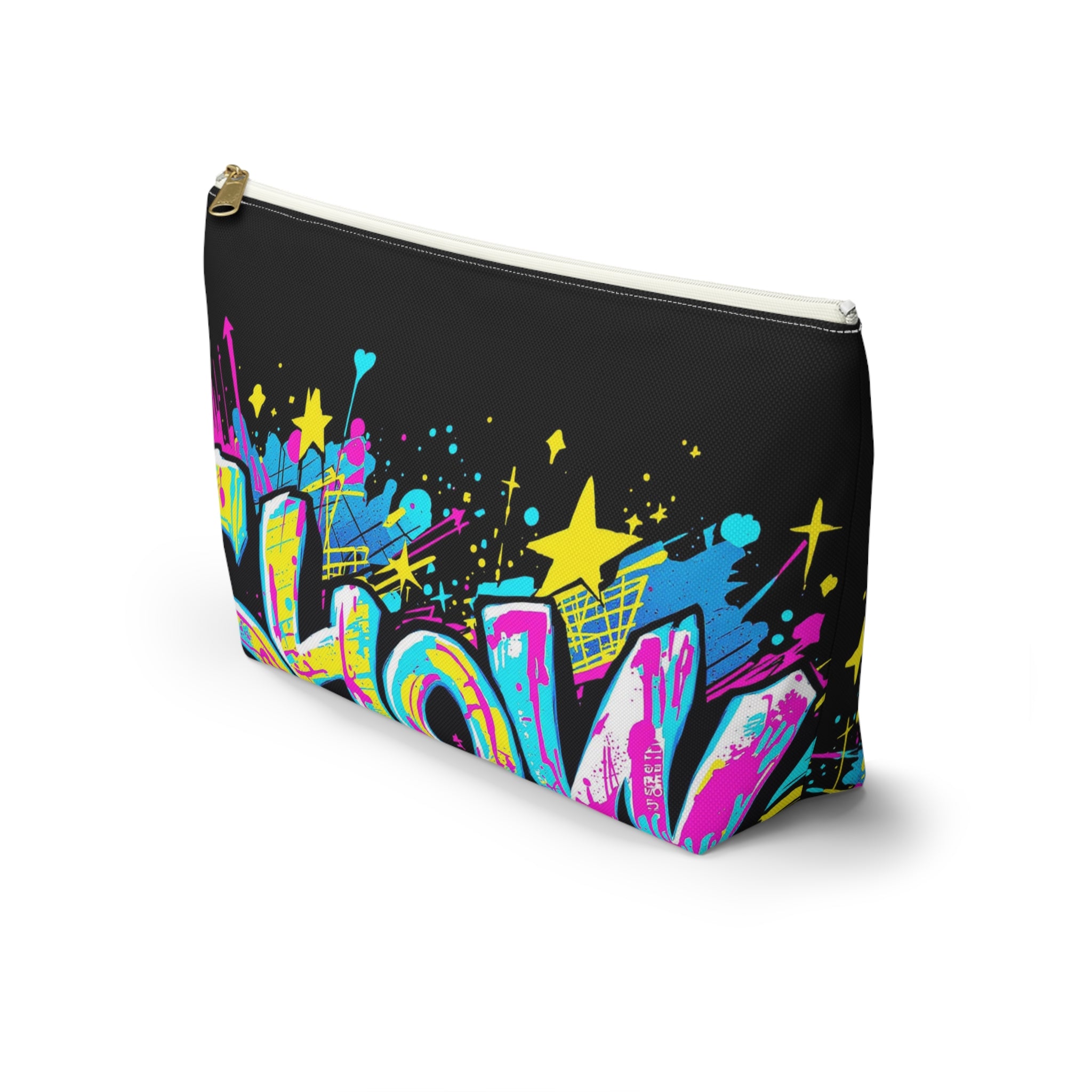 Graffiti Neon Accessory Pouch — Bold Urban Makeup Bag with 'Glow' Street Art Design