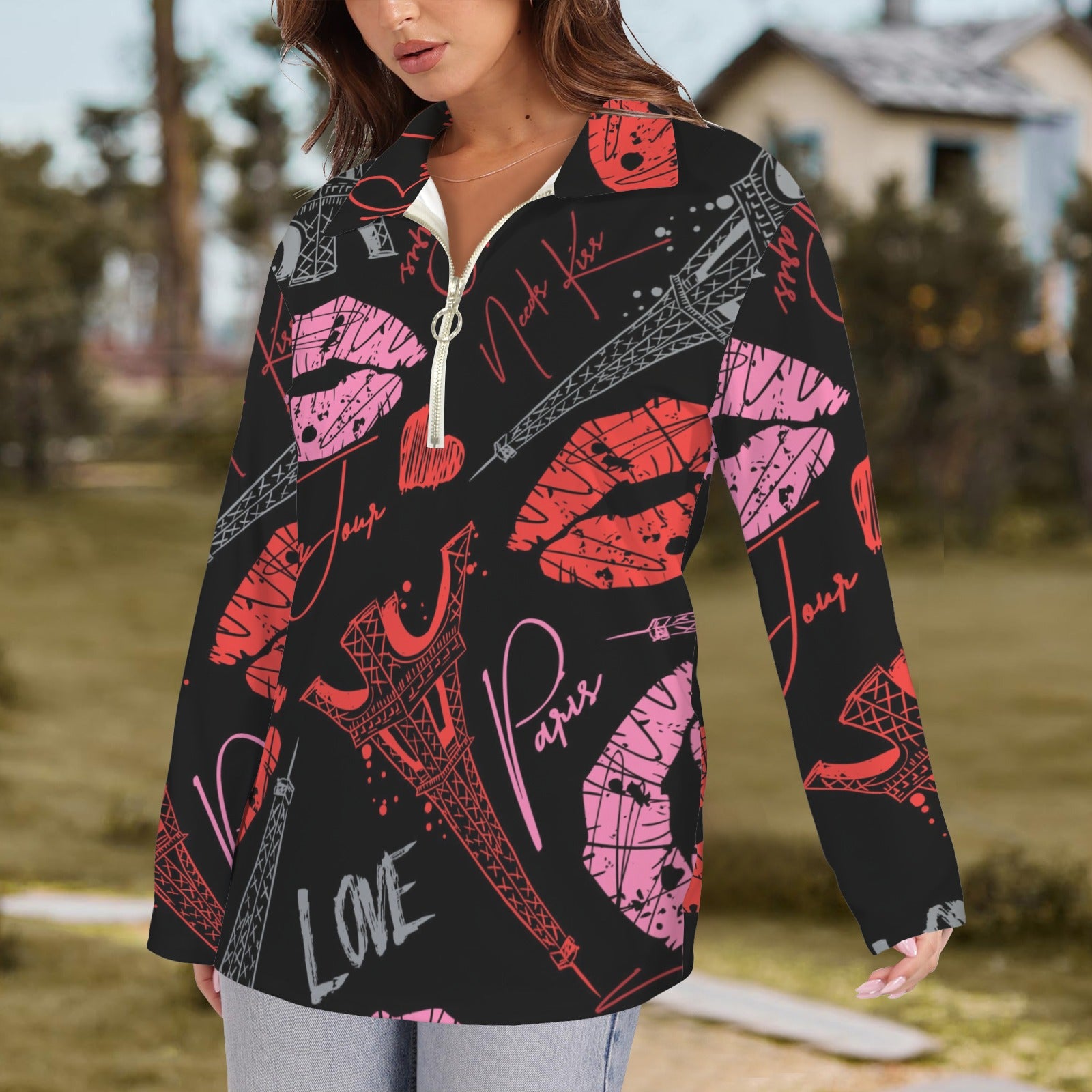 Black & Red Paris Love Long Sleeve